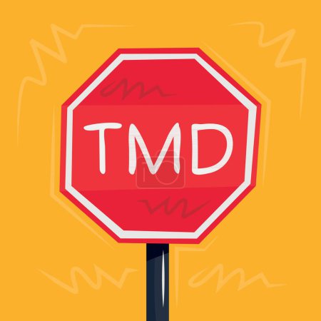 Tmd (Temporomandibular Disorders) Warning sign, vector illustration.