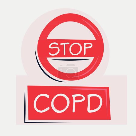 Copd (Enfermedad pulmonar común que causa problemas respiratorios y de flujo de aire restringido) Signo de advertencia, ilustración vectorial.