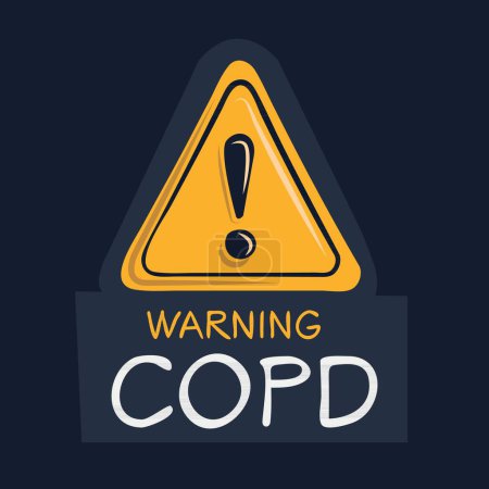 Copd (Common lung disease causing restricted airflow and breathing problems) Warning sign, vector illustration.
