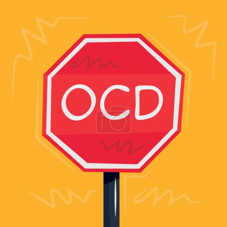 OCD (Obsessive compulsive disorder) Warning sign, vector illustration.