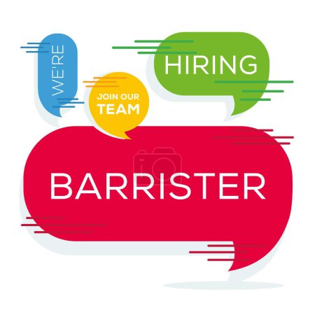Illustration for We are hiring (Barrister), Join our team, vector illustration. - Royalty Free Image