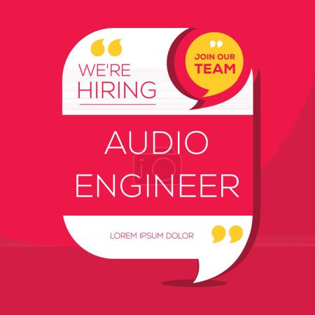 We are hiring (Audio engineer), Join our team, vector illustration.