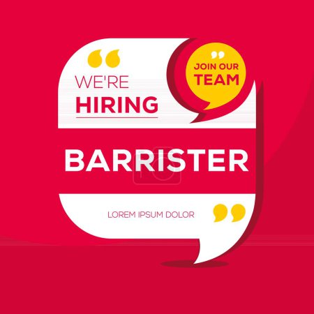 Illustration for We are hiring (Barrister), Join our team, vector illustration. - Royalty Free Image