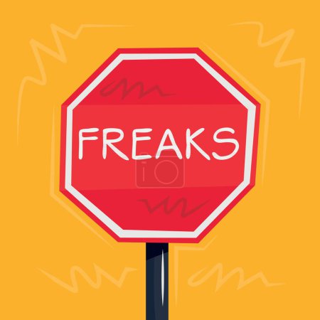 Illustration for Freaks Warning sign, vector illustration. - Royalty Free Image