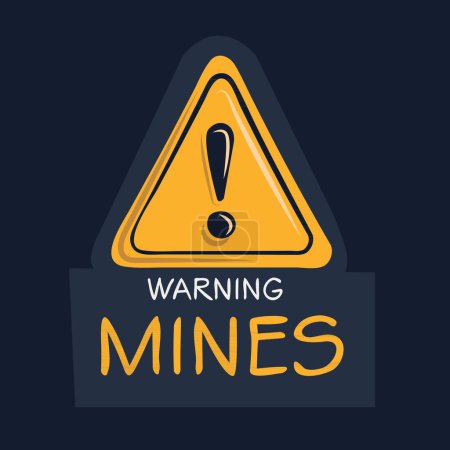 Ilustración de Mines Warning sign, vector illustration. - Imagen libre de derechos