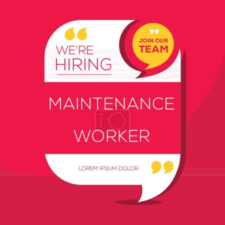We are hiring (Maintenance Worker), Join our team, vector illustration.