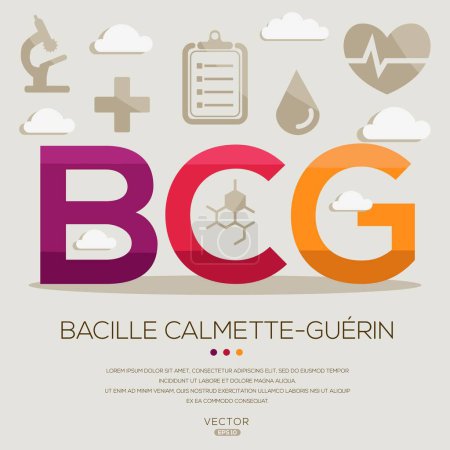 BCG _ Bacille Calmette-Gurin, lettres et icônes, et illustration vectorielle.