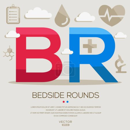 BR _ Bedside-Runden, Buchstaben und Symbole und Vektorillustration.