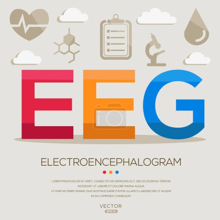 EEG _ Electroencefalograma, letras e iconos, e ilustración vectorial.