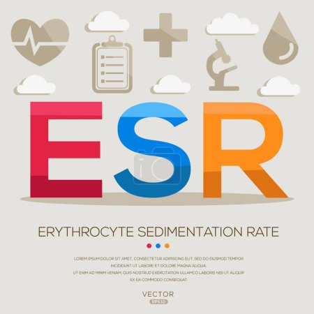 Illustration for ESR _ Erythrocyte sedimentation rate, letters and icons, and vector illustration. - Royalty Free Image