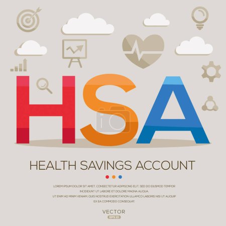 HSA _ Compte d'épargne-santé, lettres et icônes, et illustration vectorielle.