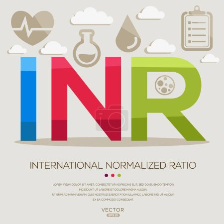 INR _ international normalisiertes Verhältnis, Buchstaben und Symbole und Vektorillustration.