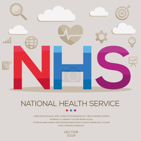 NHS _ National Health Service, Buchstaben und Symbole und Vektorillustration.