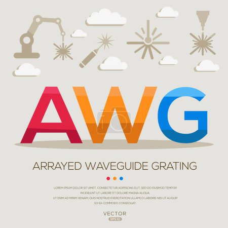 AWG _ Arrayed Wellenleiter Gitter, Buchstaben und Symbole und Vektorillustration.