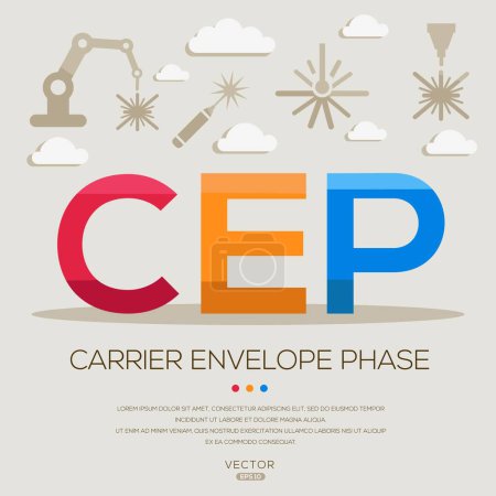 CEP _ Carrier-Umschlagphase, Buchstaben und Symbole und Vektorillustration.