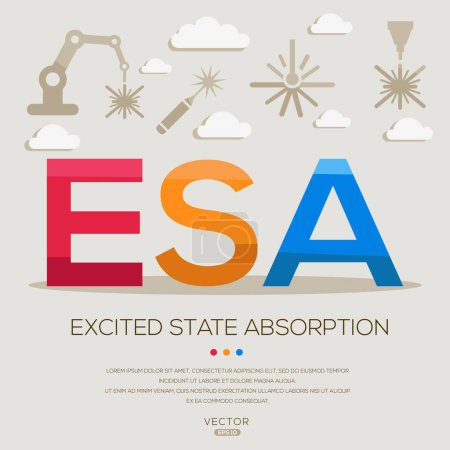 ESA _  Excited state absorption, letters and icons, and vector illustration.
