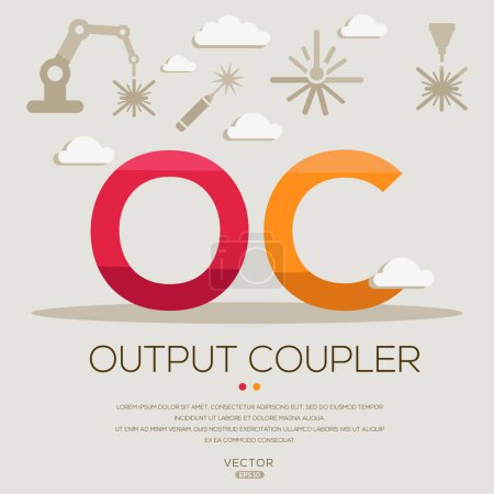 OC _ Output coupler, letters and icons, and vector illustration.