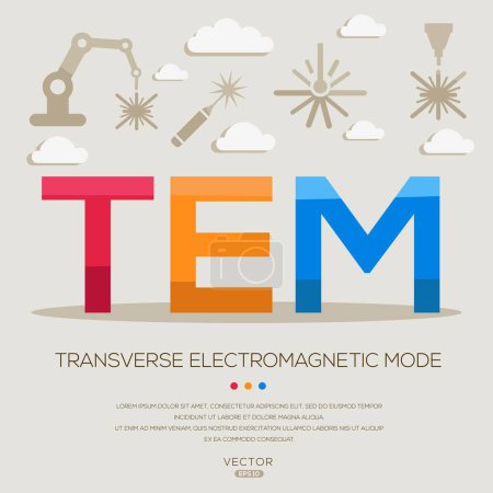 TEM _ Transversaler elektromagnetischer Modus, Buchstaben und Symbole und Vektorillustration.