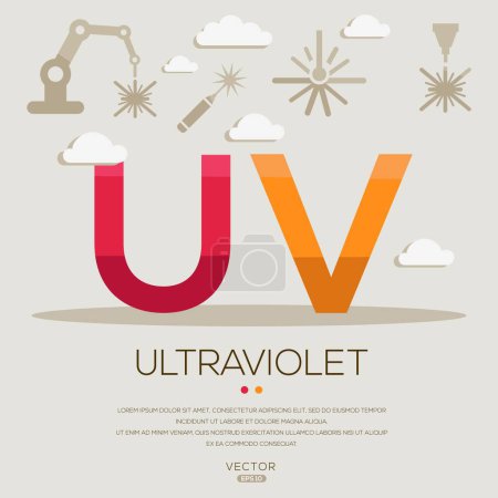 UV_ Ultraviolet, letters and icons, and vector illustration.