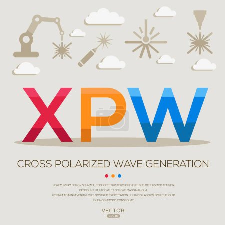 XPW _ Cross polarisierte Wellenerzeugung, Buchstaben und Symbole und Vektorillustration.