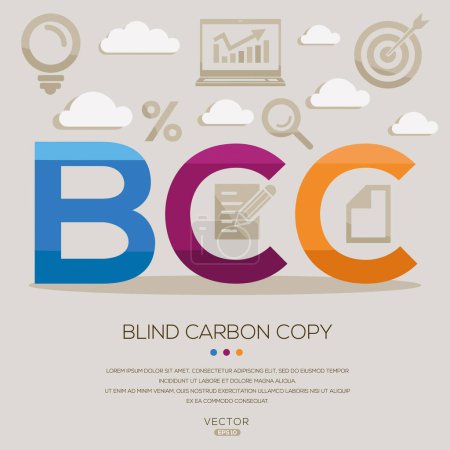 Bcc _ Blinde Kohlenstoffkopie, Buchstaben und Symbole und Vektorillustration.
