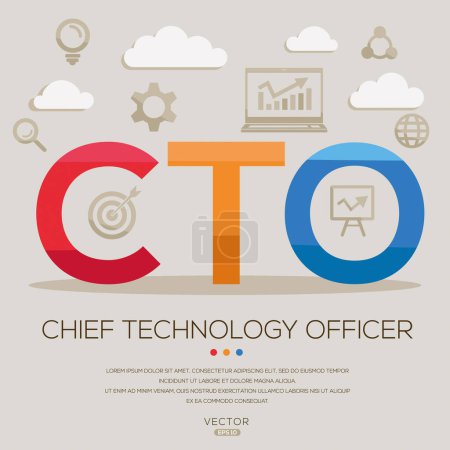 CTO _ Chief Technology Officer, Buchstaben und Symbole sowie Vektorillustration.