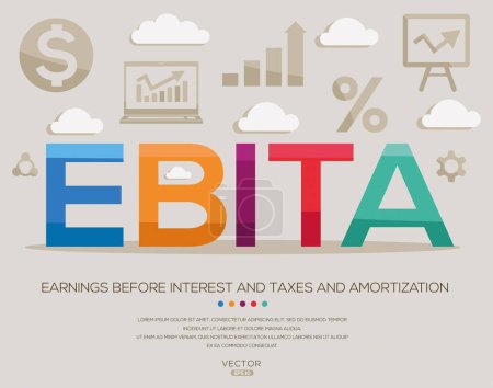 EBITA _ Earnings before interest and taxes and amortization, letters and icons, and vector illustration.