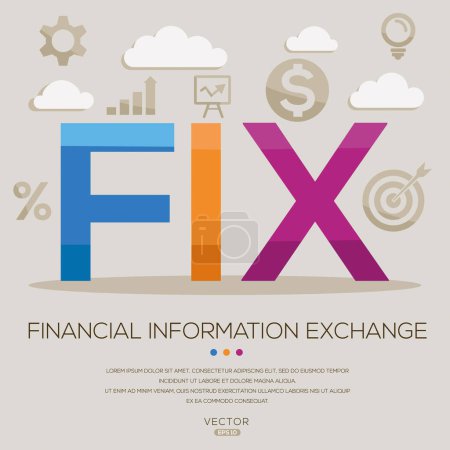 FIX _ financial information exchange, letters and icons, and vector illustration.