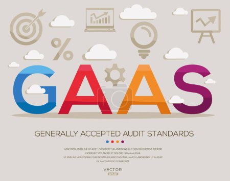 GAAS _ Normes, lettres et icônes d'audit généralement reconnues et illustration vectorielle.