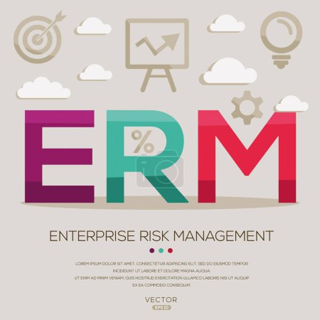 ERM _ enterprise gestion des risques, lettres et icônes et illustration vectorielle.