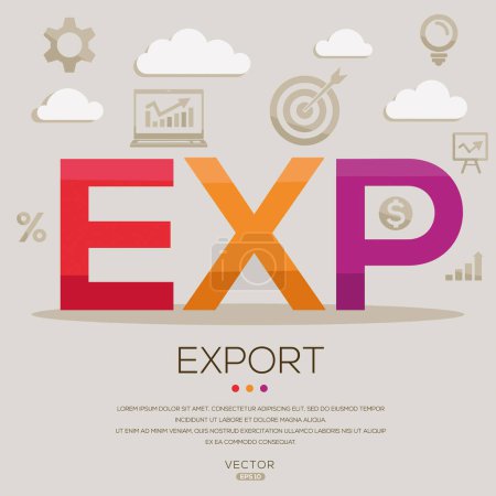 EXP _ Export, letters and icons, and vector illustration.