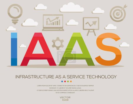 IAAS _ Infrastruktur als Dienstleistungstechnologie, Buchstaben und Symbole und Vektorillustration.