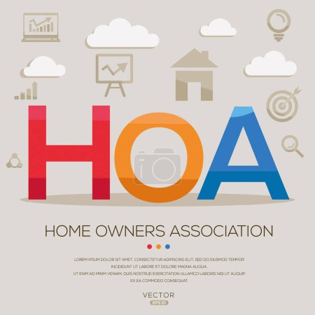 HOA _ home owners association, letters and icons, and vector illustration.