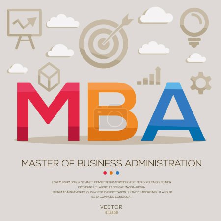 MBA _ Master of Business Administration, Buchstaben und Icons und Vektorillustration.