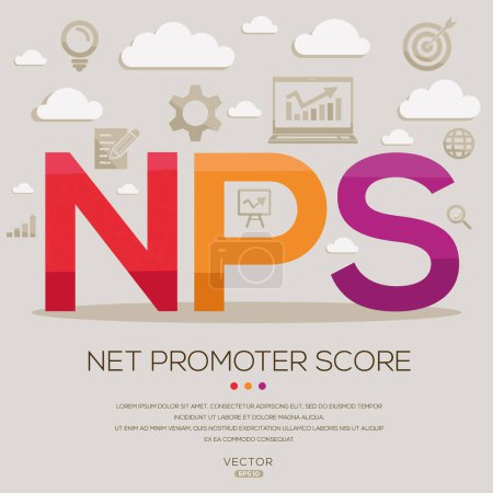 Illustration for NPS _ Net promoter score , letters and icons, and vector illustration. - Royalty Free Image
