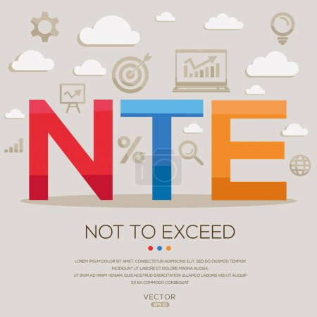 Illustration for NTE _ Not to exceed, letters and icons, and vector illustration. - Royalty Free Image