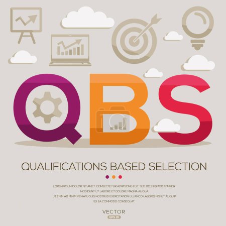 QBS _ qualifications based selection, letters and icons, and vector illustration.