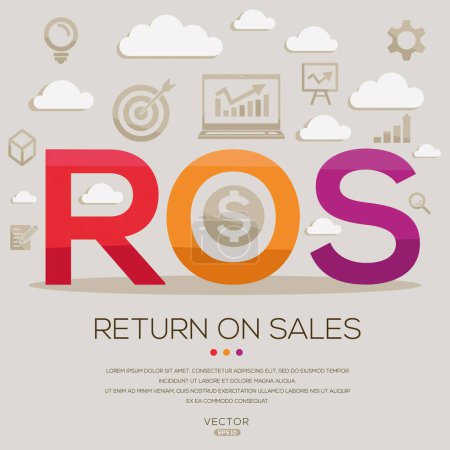 ROS _ Return on sales, letters and icons, and vector illustration.