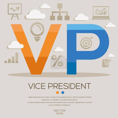 VP _ Vice President, Buchstaben und Symbole und Vektorillustration.