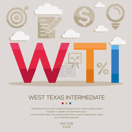 WTI _ West Texas Intermediate, Buchstaben und Symbole und Vektorillustration.