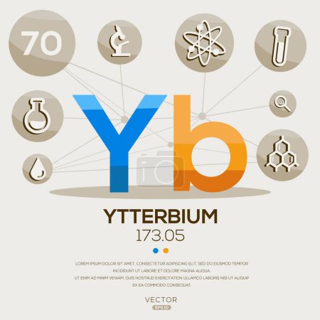 Téléchargez les illustrations : YB (Yttrium) L'élément de tableau périodique, lettres et icônes, Illustration vectorielle. - en licence libre de droit