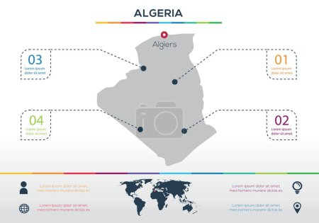 Argelia mapa Infografía mapa diseño, Vector ilustración.