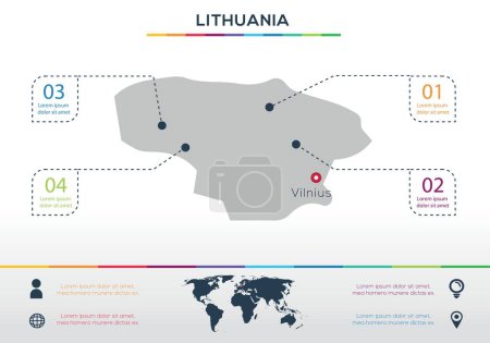 Litauen Karte Infografisches Kartendesign, Vektorillustration.