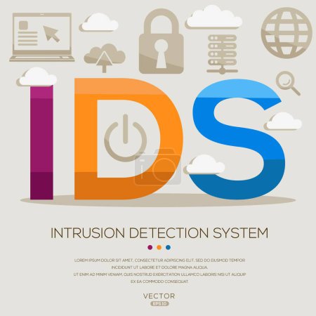 IDS _ Intrusion Detection Sistema, letras e iconos, e ilustración vectorial.
