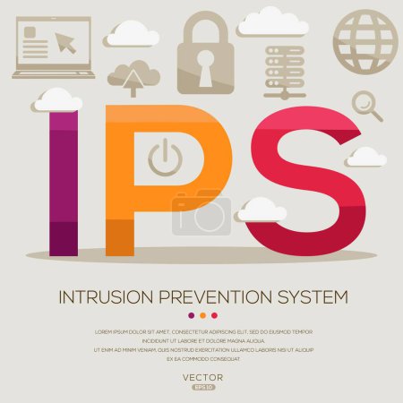 IPS _ Intrusion Prevention System, letters and icons, and vector illustration.