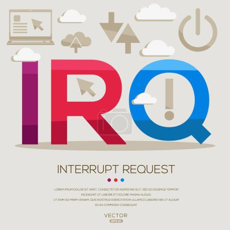 IRQ _ Interrupt Solicitud, letras e iconos, e ilustración vectorial.