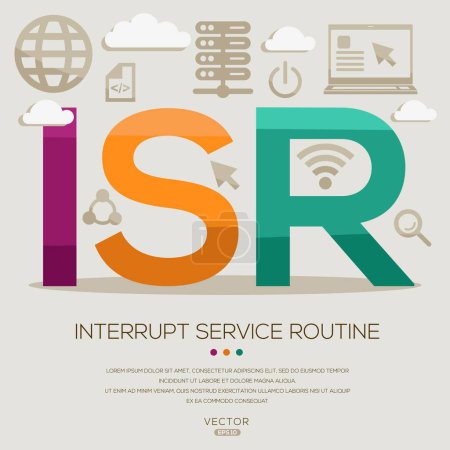 ISR _ Interrupt Service Routine, letters and icons, and vector illustration.