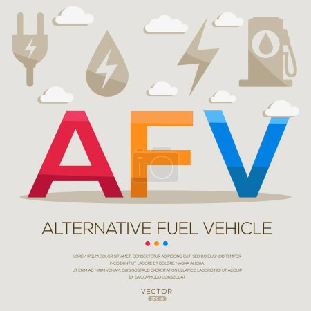 AFV _ Alternative Fuel Vehicle, Buchstaben und Symbole und Vektorillustration.