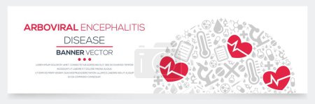 (Arboviral Encephalitis) disease Banner Word with Icons, Vector illustration.