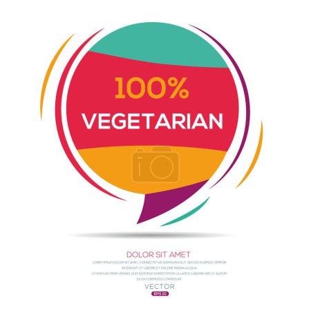 100% vegetarischer Text in Sprechblase, Vektorillustration.